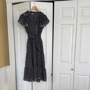 Max Studio Black and White Patterned Midi Dress